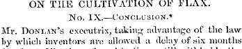 ON TILE CULTIVATION OF FLAX. No. IX.—Con...