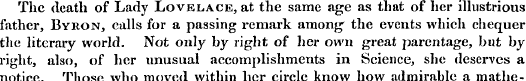 The death of Lady Lovelace, at the same ...