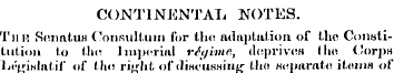 CONTINENTAL NOTES. Tun ScnatuH Consultum...