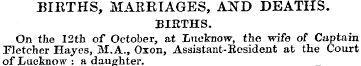 BIRTHS, MARRIAGES, AND DEATHS. BIRTHS. O...