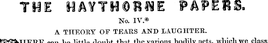 THE HAYTHORHE F foFEfflmm No. IV.* A TIT...