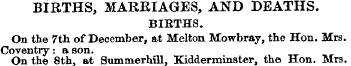 BIRTHS, MARRIAGES, AND DEATHS. BIBTHS. O...