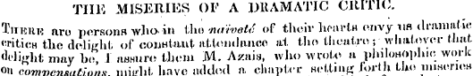 THE MISERIES OF A DRAMATIC CRITIC. Tirmi...