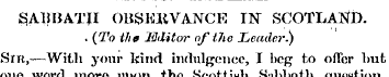 3AHBATJI OBSERVANCE IN" SCOTLAND.. (To t...