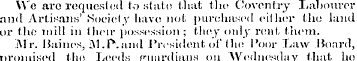 We are requested to state that the Coven...