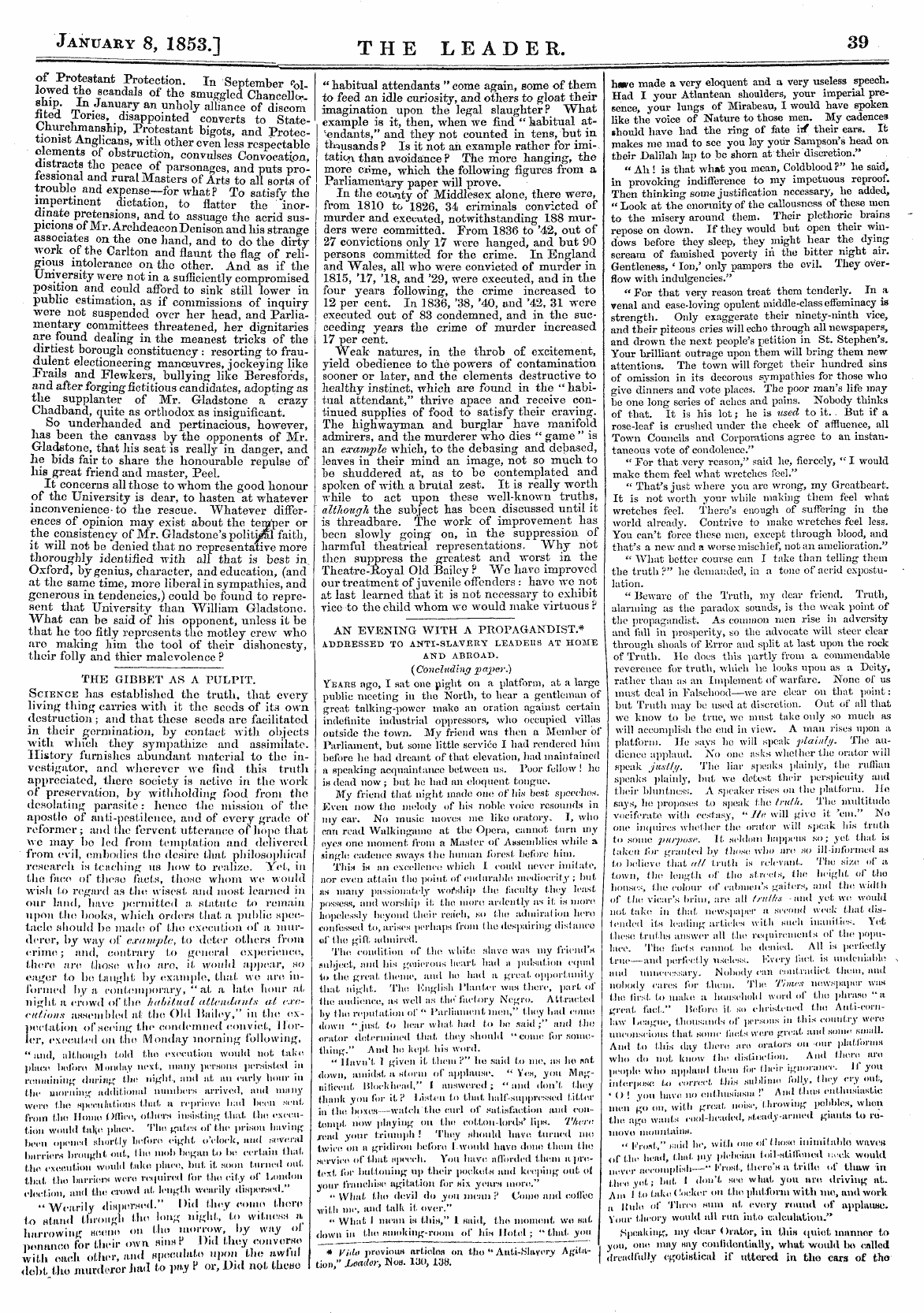 Leader (1850-1860): jS F Y, Country edition - 'I Uk Unimmn(Mimj']|) Opposition To Mr. ...