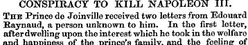 CONSPIRACY TO KILL NAPOLEON III. The Pri...
