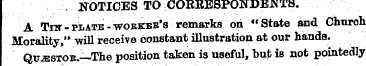 NOTICES TO CORRESPONDENTS. A Tiw-piate-w...