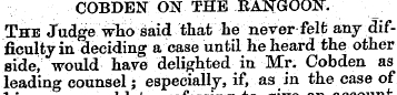 COBDEN ON THE BANGOCW. The Judge who sai...