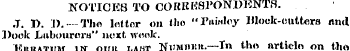 NOTIGKS TO COKBKSPONDKNTR. J. T). D. — T...