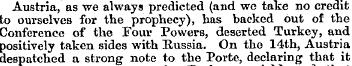 Austria, as we always predicted (and we ...