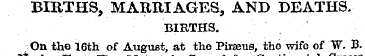 BIRTHS, MARRIAGES, AND DEATHS. BIRTHS. O...