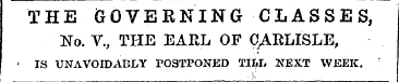 THE GOVERNING CLASSES, No. V., THE EARL ...