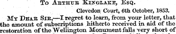 To Aethtte Kixglake, Esq. Clevedon Court...