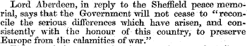 Lord Aberdeen, in reply to the Sheffield...