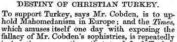 DESTINY OF CHRISTIAN TURKEY. To support ...