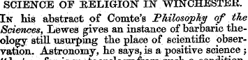 SCIENCE OF RELIGION IN" WINCHESTER. In h...