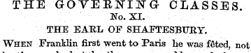 THE GOVERNING CLASSES. No. XI. THE EARL ...