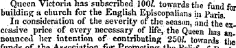 Queen Victoria has subscribed 1001. towa...