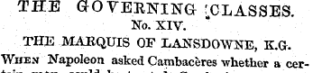 THE GOVERNING 'CLASSES. No. XIV. THE MAR...