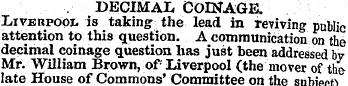 . DECIMAL COINAGE. Liverpool is taking t...