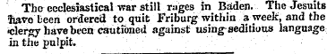 The ecclesiastical war still rages in Ba...