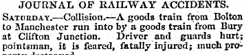 JOURNAL OF RAILWAY ACCIDENTS. Saturday.—...