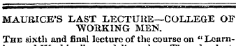 MAURICE'S LAST LECTURE—COLLEGE OF WORKIN...