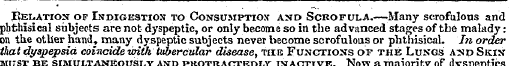 Eelation of Indigestion to Consumption a...