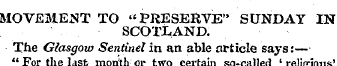 MOVEMENT TO "PRESERVE" SUNDAY IN SCOTLAN...