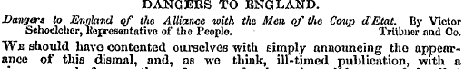 DANGERS TO ENGLAND. Dangers to England o...