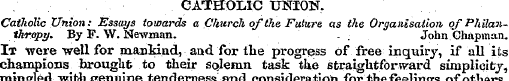 CATHOLIC UNION. CatJwlic Union: Essays t...