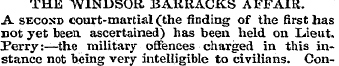 THE WINDSOR BARRACKS AFFAIR. A second co...