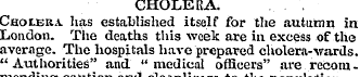 CHOLERA. Cholera lias established itself...