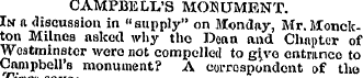 CAMPBELL'S MONUMENT. In a discussion in ...