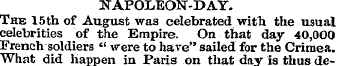 NAPOLEON-DAY. The 15 th of August was ce...