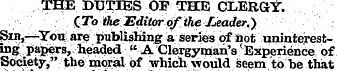 THE DUTIES OF THE CLERGY. i^^JE dit^^ihe...