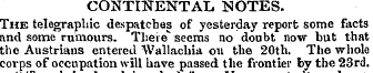 CONTINENTAL NOTES. The telegraphic despa...