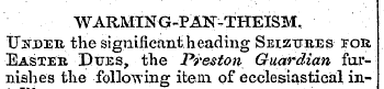 WARMING-PAN-THEISM. U^der t he significa...