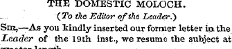 THE DOMESTIC MOLOCH. (ToiheEditor of the...