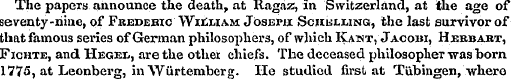 The papers announce the death, at Ragaz,...