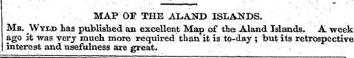 MAP 01 THE ALAND ISLANDS. Mb. W yuo has ...