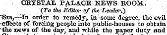 CRYSTAL PALACE NEWS ROC-AI. ;(To the Edi...