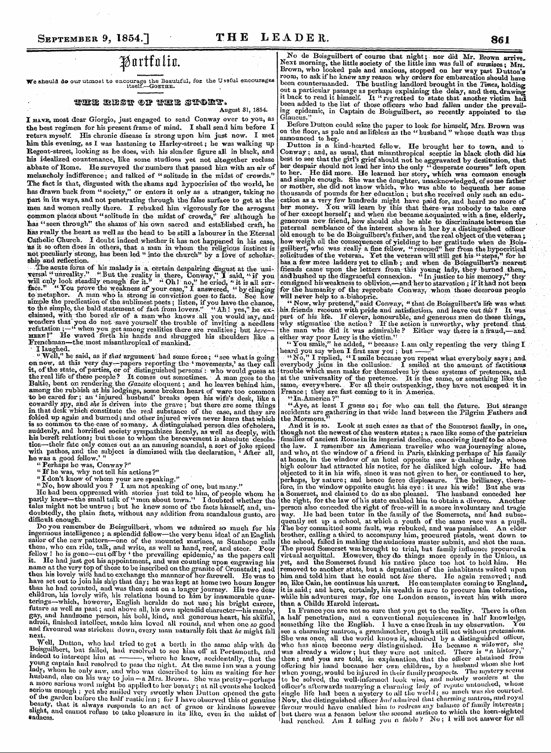 Leader (1850-1860): jS F Y, Country edition - '2p22s2s Swiss's? <2>2? &2ik21& © < S?€>...