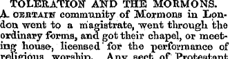 TOLERATION AND THE MORMONS. A- OEBTAm co...