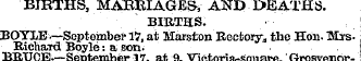 BIRTHS, MARRIAGES AND DEATHS. BIRTHS. BO...