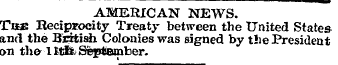 AMERICAN NEWS. Teese Reciprocity Treaty ...