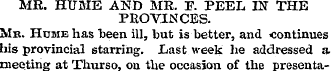 MR. HUME AND MR. F. PEEL IN THE PROVINCE...