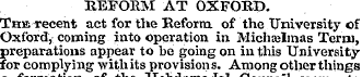 REFORM AT OXFORD. The-recent act for the...