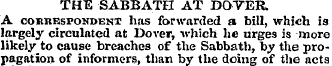 THE SABBATEI AT DOVER. A correspondent h...
